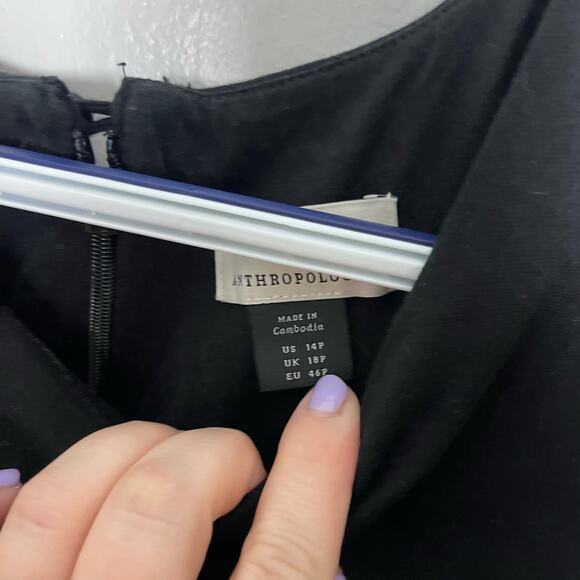 Anthropologie Freya Black Sleeveless Stretch Scallop Jumpsuit Outfit Size 14P - Picture 6 of 7